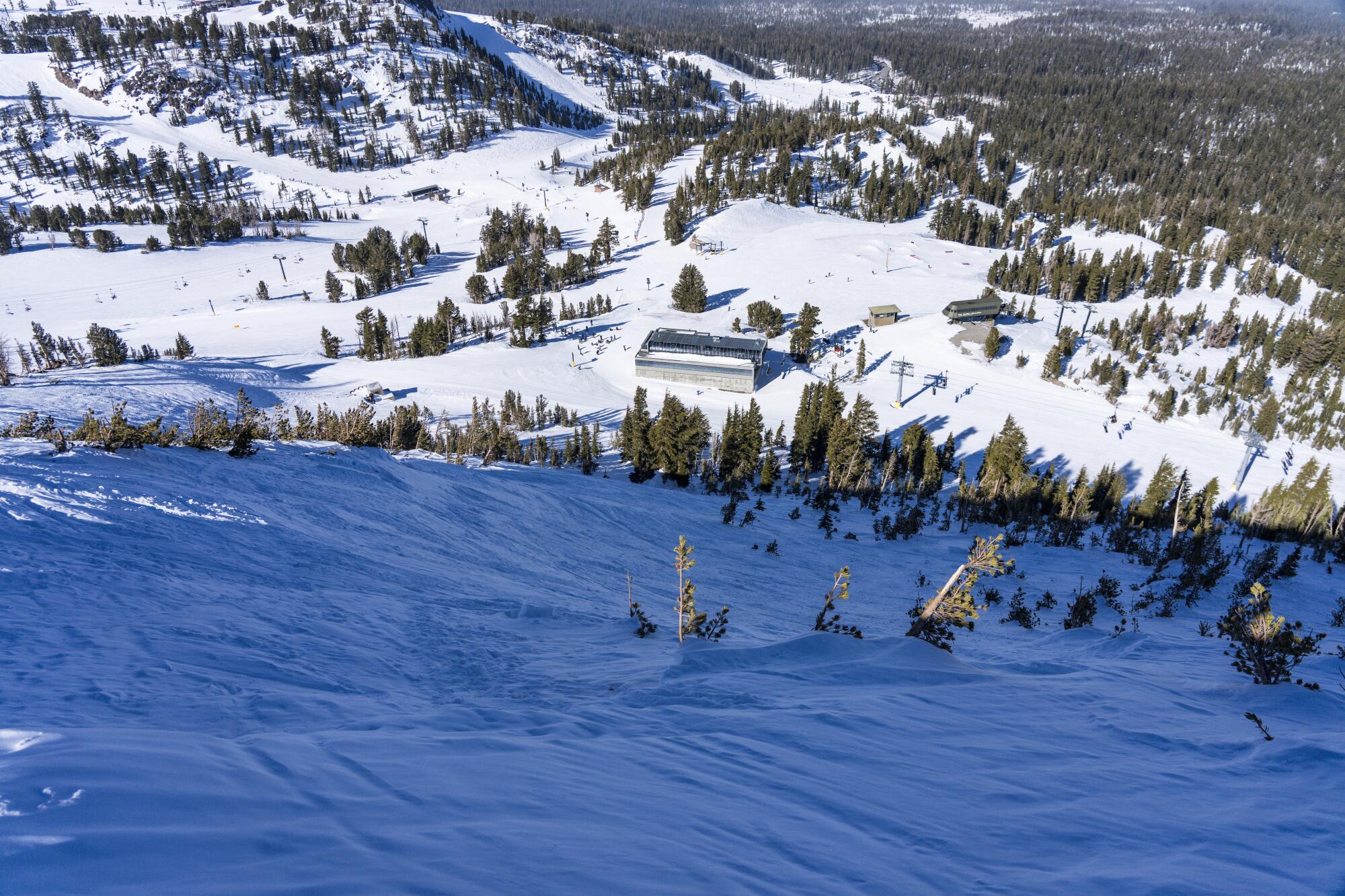 Looking down one of the Avalanche Chutes at Mammoth Mountain.
