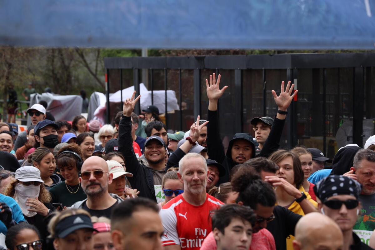 Participants prepare for the Griffith Park Run during a previous year's event.