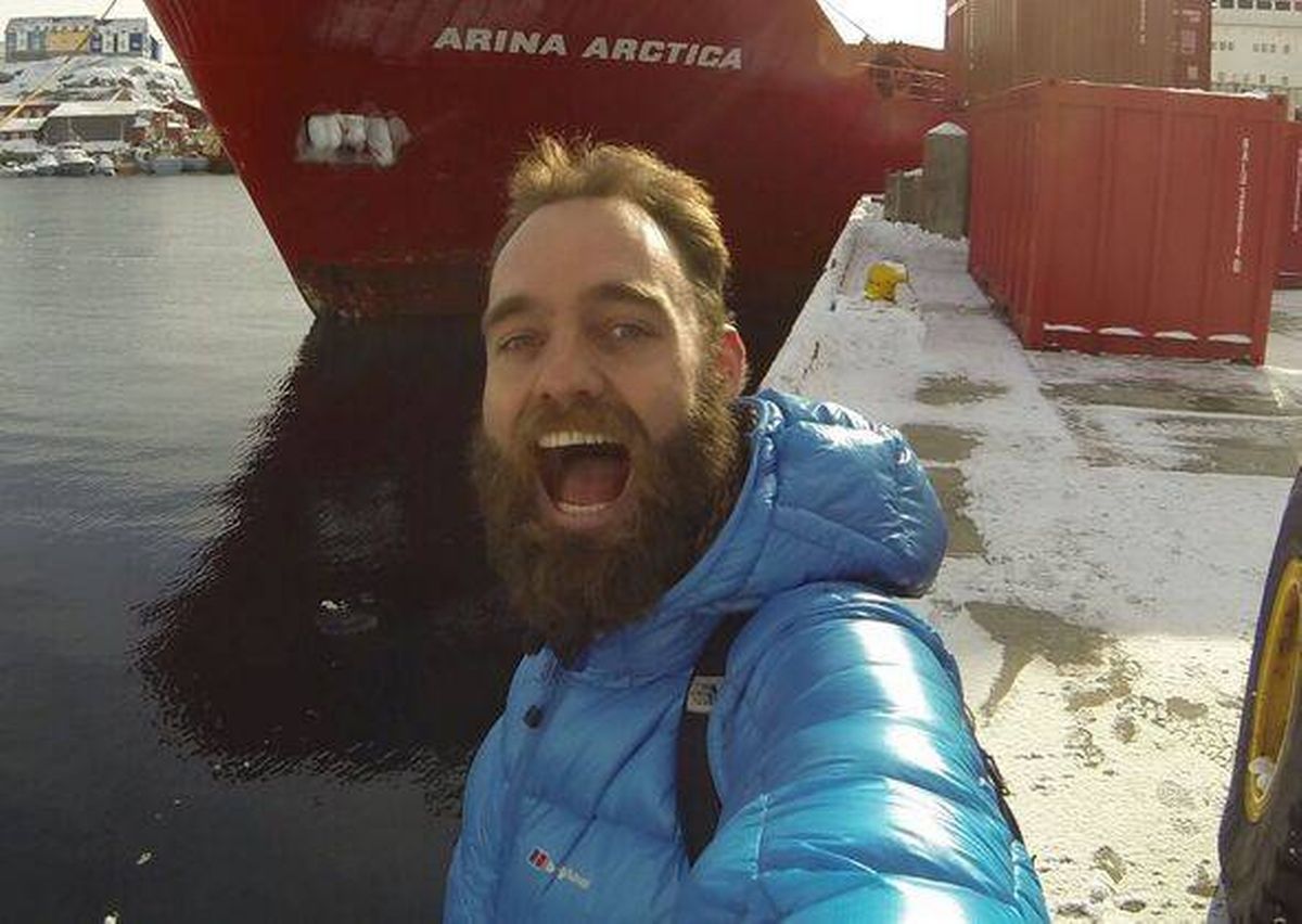 Thor Pedersen on his global travels. See SWNS story SWSMadventure. A man who left his wife at home a