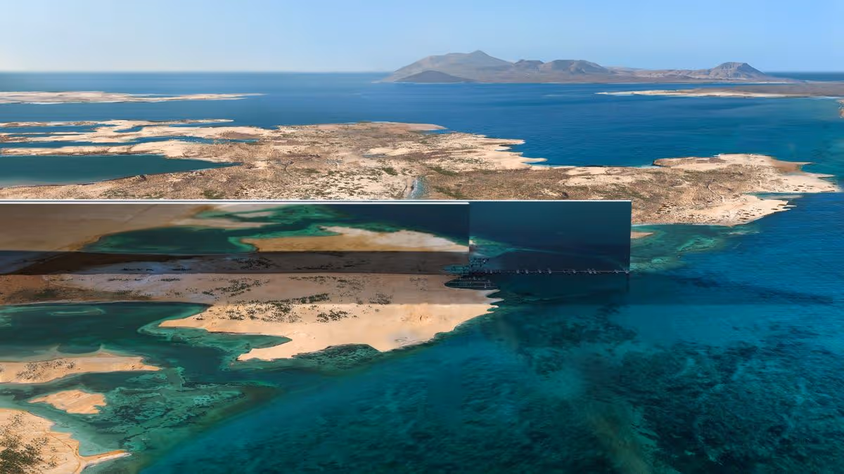 (FILES) This file handout photo provided by Saudi Arabia's NEOM on July 26, 2022 shows the design plan for the 500-metre tall parallel structures, known collectively as The Line, in the heart of the Red Sea megacity NEOM. - Saudi Arabia was chosen to host the 2029 Asian Winter Games at a $500 billion futuristic megacity in the desert that planners say will feature a year-round winter sports complex. The Saudi bid was "unanimously approved", the statement said, noting that the megacity known as NEOM will be the first West Asian city to host the event. (Photo by NEOM / AFP) / RESTRICTED TO EDITORIAL USE - MANDATORY CREDIT "AFP PHOTO / NEOM" - NO MARKETING - NO ADVERTISING CAMPAIGNS - DISTRIBUTED AS A SERVICE TO CLIENTS (Photo by -/NEOM/AFP via Getty Images)