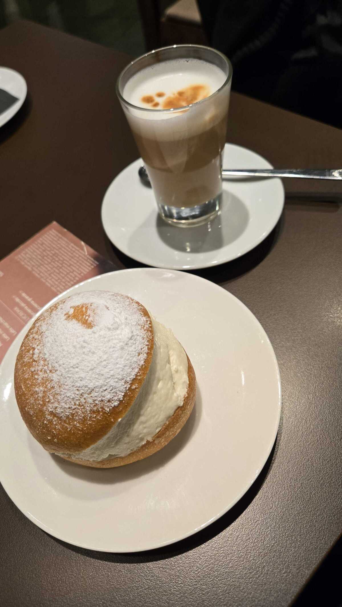 A maritozzo and a latte from illy in Italy.